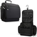 VENTURE 4TH Hanging Travel Toiletry Bag, 18 Compartments - Black | Hangs on rails, hooks or doors; stands upright. Removable TSA pouch. Water-resistant Nylon 290D Twill, reinforced stitching. by VENTURE4TH