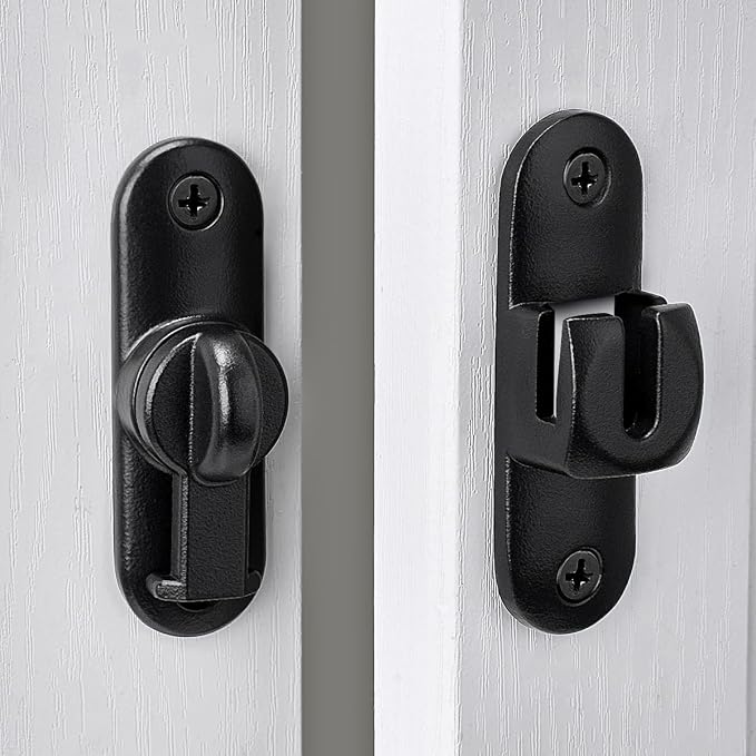 Matte Black 90/180 Degree Barn Door Latches,Flip Gate Lock | Zinc Alloy Flip Gate Latches,Right Angle Door Lock,for bedroom,garage,sliding door,window,cabinet,drawer,pet enclosures - Image 6