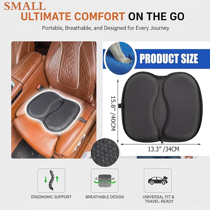 Foldable Seat Cushion for Travel, Honeycomb Gel Seat Cushion with Zipper & Handle, Portable Honeycomb Gel Cushion for Fatigue Relief, Ventilative Butt Pillow 15.8 x 13.3 x 1.4 Inches (1 in Blue) - Image 3