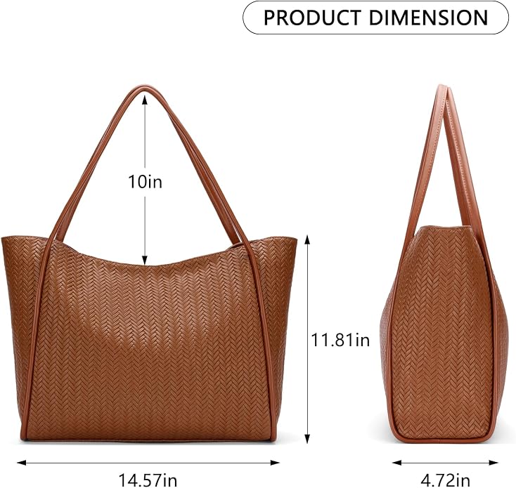 Tote Bag for Women Vegan Leather Shoulder Purse Large Capacity Travel Bag - Image 5
