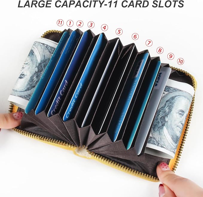 Credit Card Wallet, RFID Card Case Wallet, Zipper Card Cases Holder for Men Women, RFID Blocking, KeyChain Wallet, Compact Size Card Organizer Case for Women - Image 4