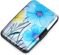 Mayski Credit Card Holder for Women RFID Blocking Wallet, Blue Flower | Card Wallets for Women Small Mini Business Metal Accordion Aluminum Alloy Hard Case for Men by SLIMELEGANCEPERSONIFIED