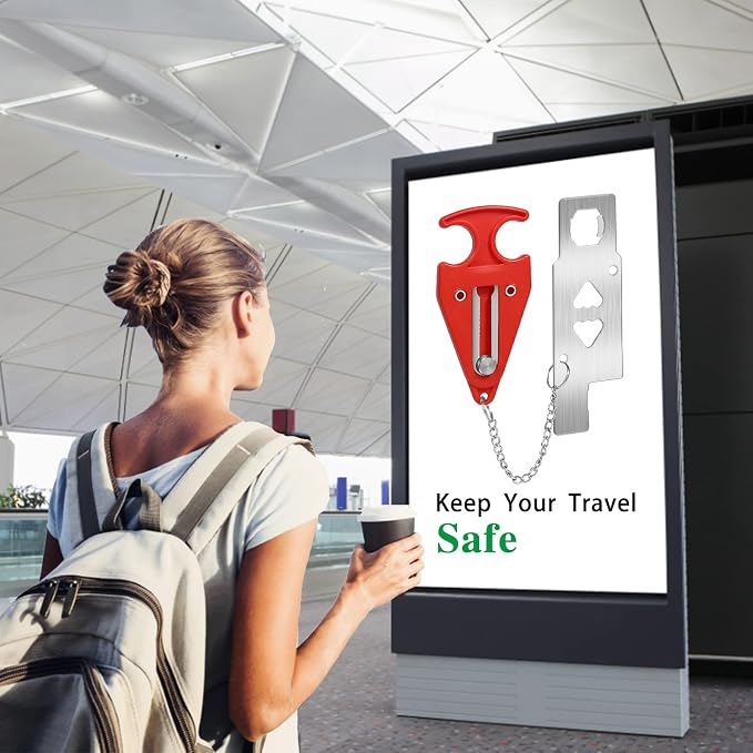 Portable Door Lock for Travel Door Lock Hotel Room Security Devices Apartment Jammer Additional Safety for Traveling Home College upgrade (Red combination) - Image 4