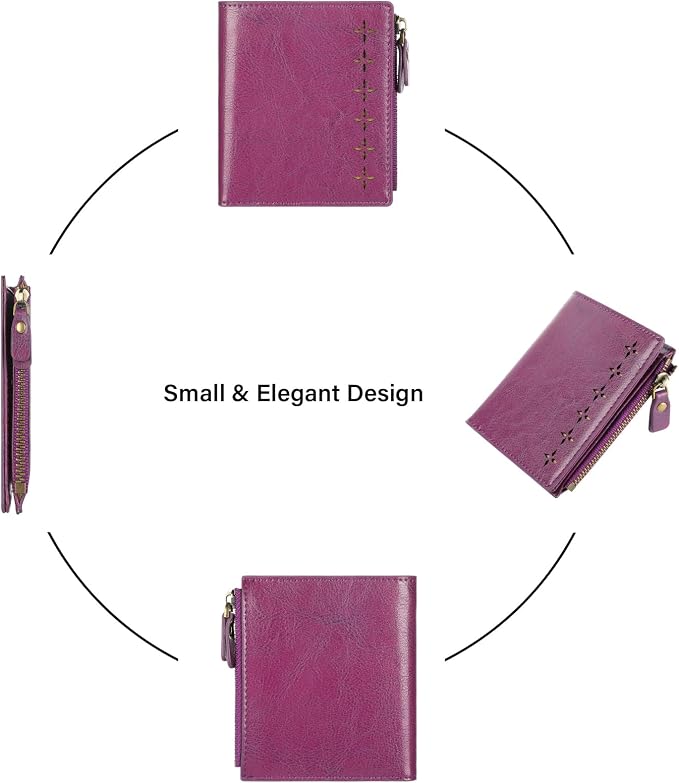 Ultra Thin Small Compact Leather Womens Girls Wallets RFID Blocking Credit Card Holder for Women - Image 6