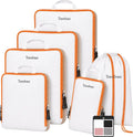 6 Set Large Compression Packing Cubes for travel. | Durable, Expandable and Lightweight Packing Cubes for Travel Compression with Laundry bag, White by Unknown
