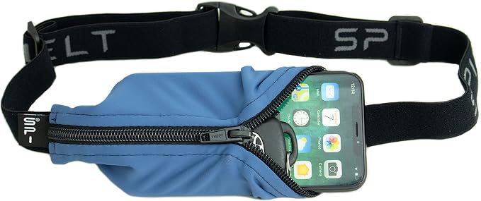 SPIbelt Running Belt Original for Women Men, Phone Holder for Running, Running Fanny Pack, Holder for Phone, Running Waist Pack, Adjustable Waist, [Fits All Phones]. No Bounce, Steel Blue by SPIbelt