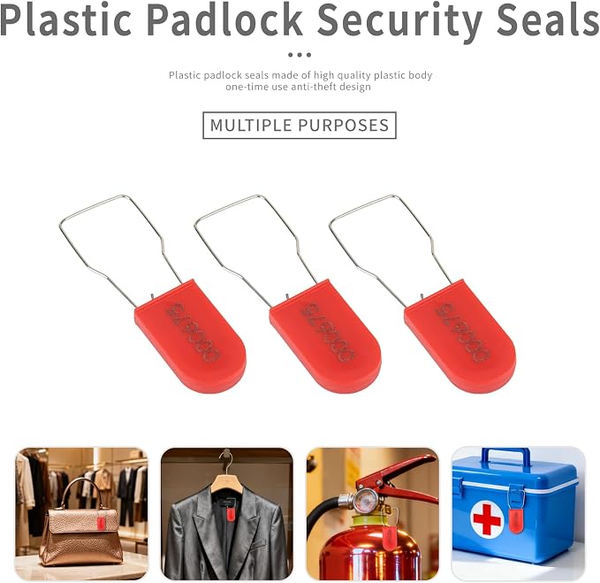 1000pcs Security Metal Wire Padlocks, Plastic Security Seals Disposable Anti-Tamper Tag Locks with Numbered Anti Tamper Tag Hasps (Red, 1000pcs) - Image 5