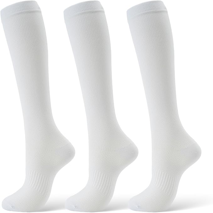 Compression Socks for Women & Men 15-20 mmHg, Knee High, 3 Pairs | Graduated Compression, Supports Circulation, Ideal for Nurses, Pregnancy, Travel, Flights, Running & Athletic Edema by FITFEL