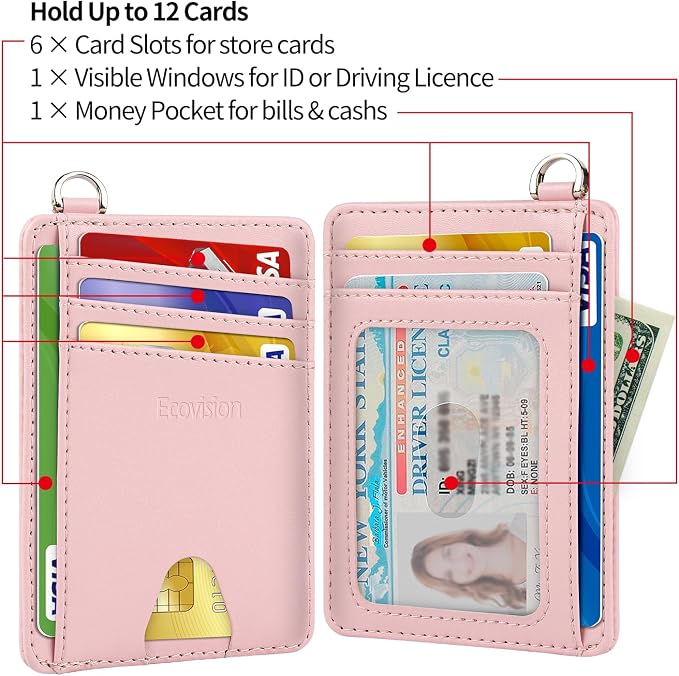Slim Minimalist Front Pocket Wallet, RFID Blocking Credit Card Holder Wallet with Detachable D-Shackle for Men Women - Image 6