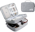 Lanola Travel Cable Organizer Bag, Electronic Accessories Case Portable Double Layer Cable Storage Bag for Cord, Charger, Flash Drive, Phone, SD Card,Personal Items - (Grey) by Lanola