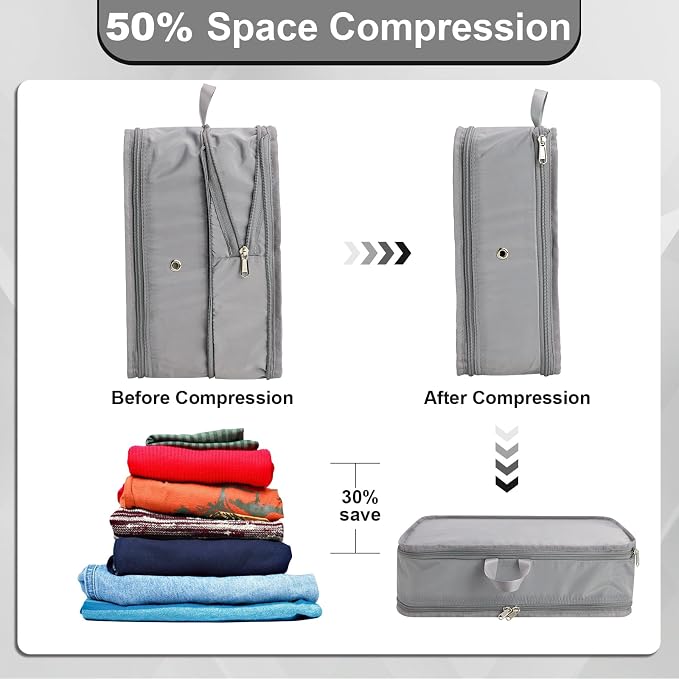 Packing Cubes for Travel Packing Organizers Compression Travel Cubes, Grey | Compression Packing Cubes Luggage Suitcase Organizer Bags Compression Bags for Travel Accessories - Image 5