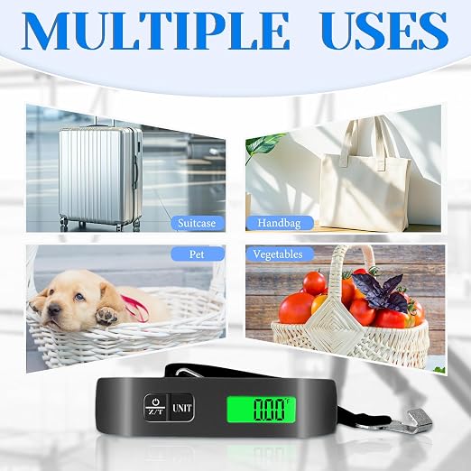 Luggage Scale, 110lb/50kg Portable Luggage Weight Scale, Black | Unit Conversion,Automatic overload,Low battery warning modes,LED Display,for Weighing Luggage, Backpacks, Fruits and Pets - Image 2