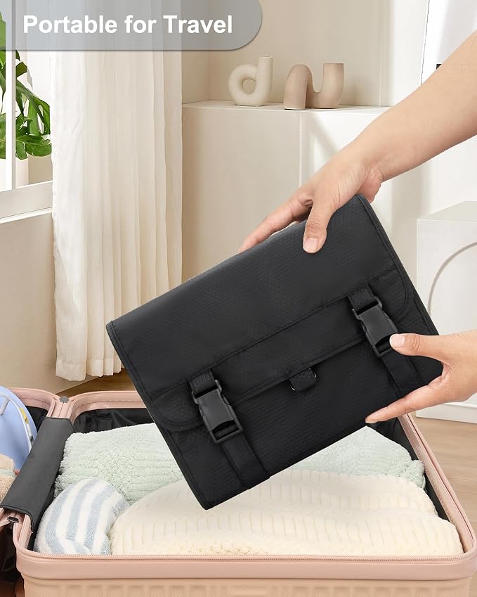 Relavel Travel Toiletry Bag for Men, Large Hanging Toiletries Bag - Black | with Hanging Hook, Large Capacity Door Room Essentials, Travel Organizer for Full Sized Cosmetics and Accessories - Image 8