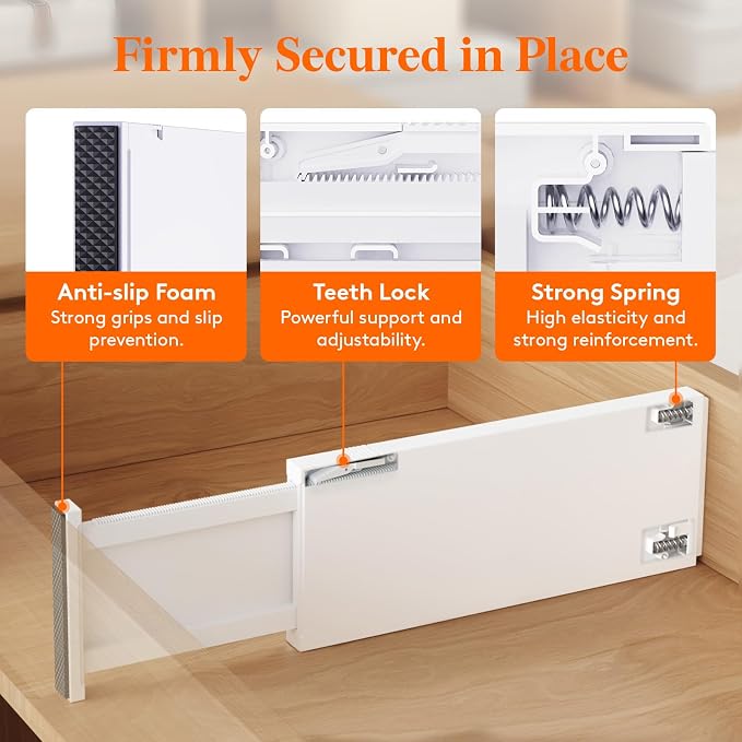 Lifewit 5" Tall Upgrade Drawer Dividers, Adjustable Deep Drawer Organizer | 13.5"-22" Expandable White Drawer Separator for Clothes, Dresser/Kitchen/Closet/Bedroom/Office Organization & Storage, 8 Pack - Image 3