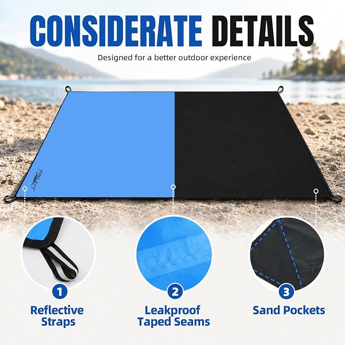 Frelaxy Pocket Picnic Blanket, Waterproof Blanket for Beach Festival | Lightweight compact design, Multi-use outdoor blanket, Waterproof & sandproof material, Easy to carry, Picnic, Camping - Image 3