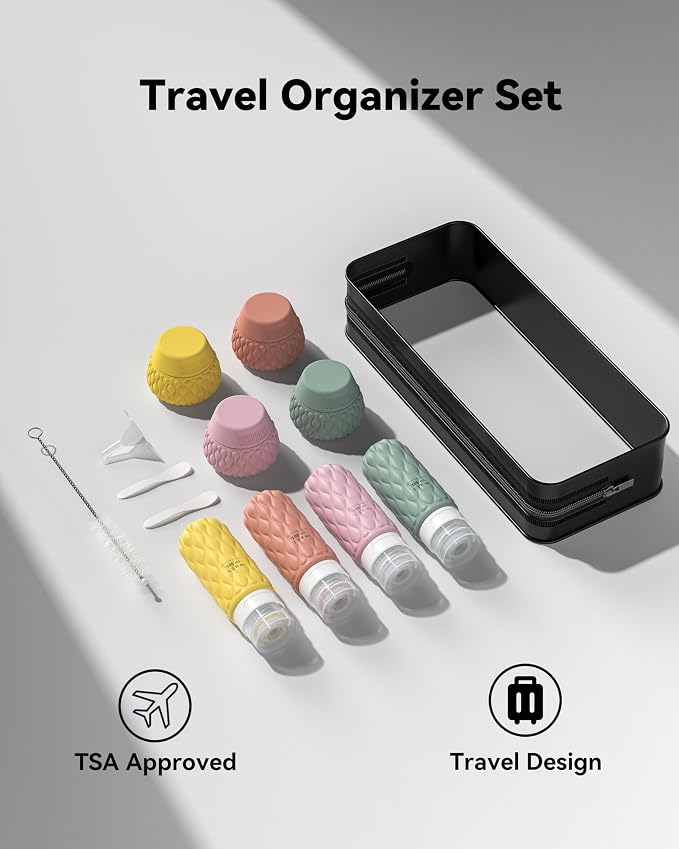 Travel Bottles for Toiletries Silicone Travel Size Containers 3.4oz 1.7oz | Travel Essentials TSA Approved Leakproof Refillable Squeeze Bottles with Labels/Clear Bag for Shampoo, Conditioner, Creams - Image 7