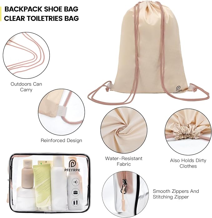 PFEYRPK Lightweight Compression Packing Cubes for Suitcases, Compressible Expandable Travel Packing Organizer with Clear Toiletries and Backpack Bag, Travel Essentials for Carry on Luggage 7 Set - Image 6