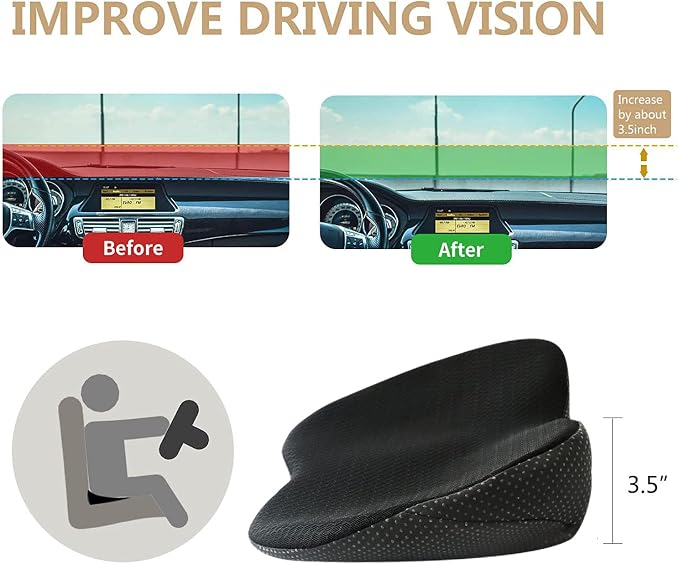 Livtribe Car Seat Cushion, Comfortable Wedge Seat Cushion for Driving | Memory Foam Seat Pad, Breathable Mesh Cover, Non-Slip Bottom, Pressure Relief, Improved Forward View, Road Trip Essentials - Image 5