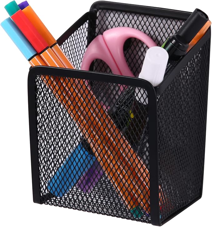 Large Magnetic Pen Holder, Magnetic Basket 4 Strong Magnet Pencil Holders Locker Accessories for Refrigerator Whiteboard Black(3.7x2.7x5 In) | Magnetic Basket Locker Accessories for Refrigerator Whiteboard Black(3.7x2.7x5 In) - Image 4