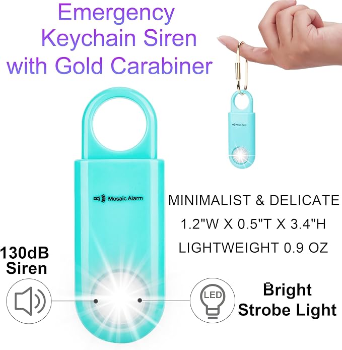 130dB Personal Safety Alarm Ultra Bright Strobe Light. Loud Sound SOS Emergency Alerts. Self Defense Keychain Siren for Women, Children, Night Runners, Hiking. Bear Alarm Deterrent. Aqua - Image 9