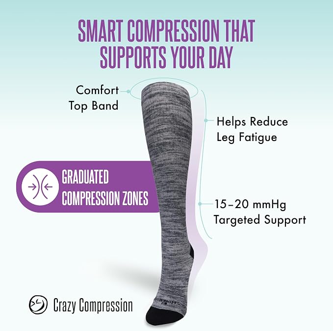 Crazy Compression Socks, Comfortable Support Socks for Recovery, Travel, Hiking, and Long-Hour Comfort w/Fun Designs - Image 3