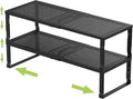 Jojocross Expandable Adjustable Stackable Kitchen Organizer, Spice Rack,Metal Pantry Storage Shelves Racks,Counter Shelf for Cabinets, Countertop, Cupboard (2 Packs/Large/Black) by JOJOCROSSHIGHQUALITYLIFE
