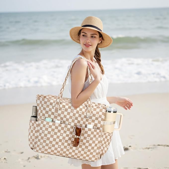 Bluboon Beach Bags for Women, Large Waterproof Tote Bag With Wet Compartment for Pool Weekender Travel Gym - Image 2