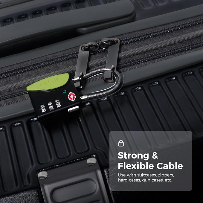 pack all TSA Approved Travel Luggage Locks, Resettable 3-Digit Code | Open Alert Indicator, Flexible Steel Cable, Zinc Alloy Body, Clear Number Dials, For Suitcase, Toolbox, Backpack, 1 Pack - Image 3