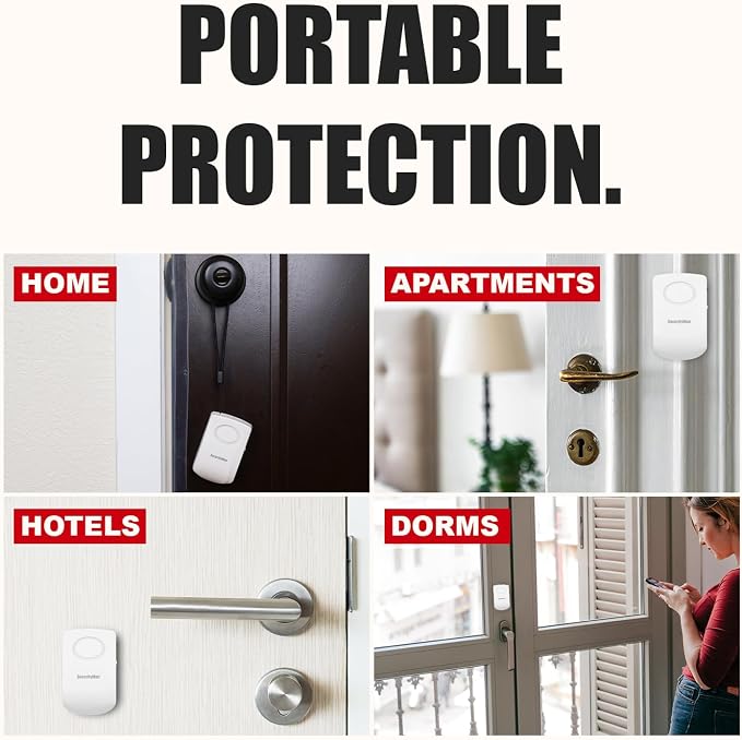 Securityman Door Handle Alarm with 130dB Vibration Triggered Portable Door Alarms When Opened - Perfect for Kids, Toddler, Elderly, Hotel, Travel, Bedroom (2 Pack Door Security) - Image 5