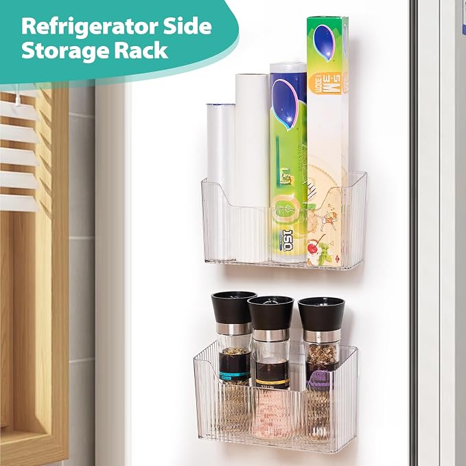 Sinnsally 2 Pack Cabinet Door Organizer,Self Adhesive Lid Organizer Inside Cabinet Storage Boxes,Stackable Hanging Basket Bins Wall Mounted Shower Caddy Holder for Kitchen,Bathroom,Pantry(Clear White) - Image 5