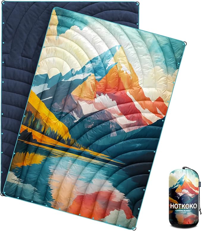 Camping Blanket,Puffy Blanket Lightweight Packable Camping Blanket Outdoor Blanket for Camping,Traveling, Stadium, Hiking, Picnics by hotkoko