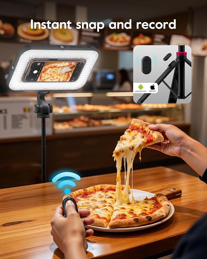 Tripod for iPhone with Light, Portable 15W Ring Light with Stand and Phone Holder for Video Recording, 6000mAh Magnetic Phone Tripod with Light 2500K-9000K for Food Hunt,Mukbang Video,Vlogging,CRI＞95 - Image 8
