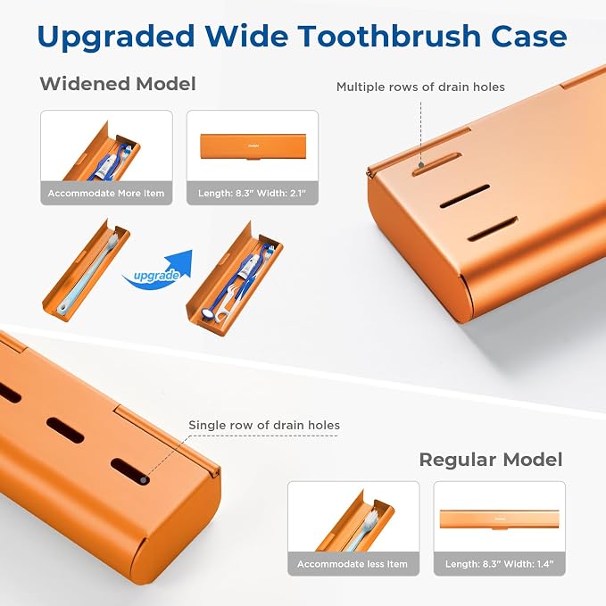 Wider Aluminum Toothbrush Travel Case, Portable Travel Toothbrush Holder, Durable Manual Toothbrush Box Container for Traveling, Bathroom, Camping, Business Trip, Orange - Image 7