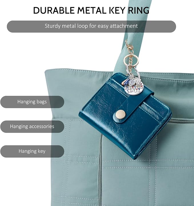 POIUGOYA Slim Wallet for Women,RFID Blocking Bifold Credit Card Holder with Zipper Coin Pocket,ID Window,Keychain - Image 6