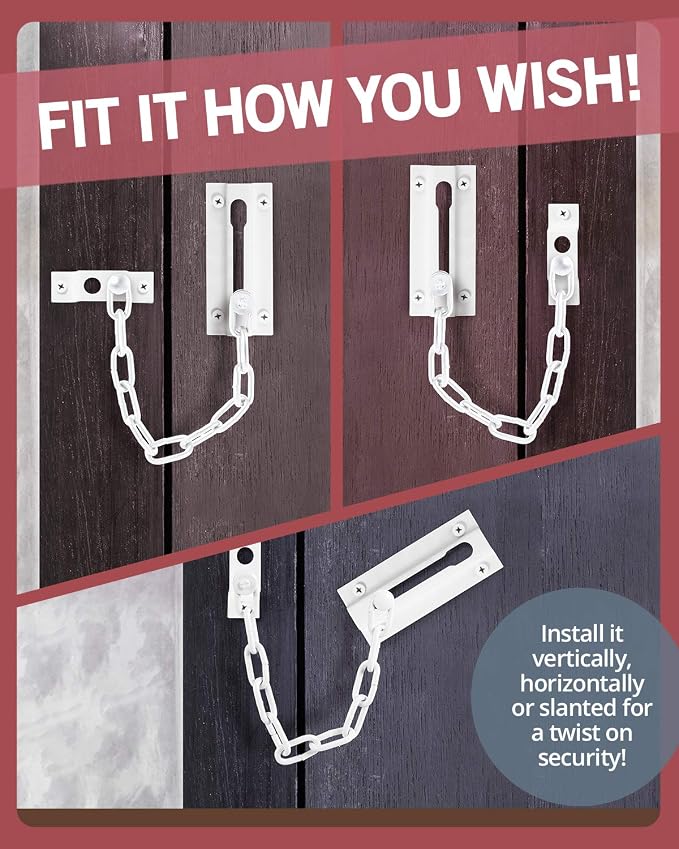 Jack N'Drill 2 Pack Door Chain Lock, Exclusive Chain Door Lock with Extended Chain Length, 100% Child Proof Safety, Heavy Duty Chain Locks for Inside Door and Extra Front Door Lock (White) - Image 5