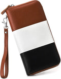 Moflycom Womens Wallet RFID Blocking Genuine Leather Multi Credit Card Large Capacity Zip Around Clutch Travel Purse Wristlet by Moflycom