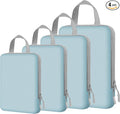 4 Set Expandable Compression Packing Cubes for 3–7 Day Travel, Solid & Plaid Fabric Travel Organizers, Double-Zipper Storage Bags for Carry-On & Suitcases(4set-Mint Green) by Unknown