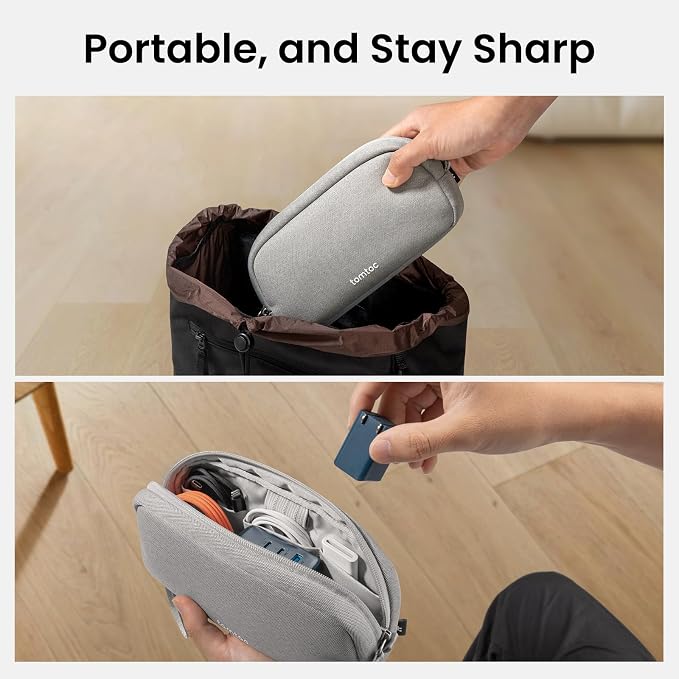 tomtoc Electronics Organizer Travel Case, Water Resistant Travel Bag Cable Organizer for Essentials, Tech Pouch Accessories Carry Storage for Cord, Phone, Cables, Airpods, USB Flash Drive, Daily Items | Water Resistant Tech Pouch Accessories Travel Bag... - Image 9