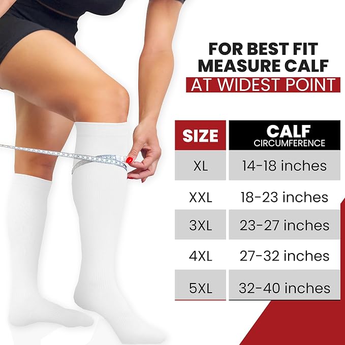 BAMS Plus Size Compression Socks Wide Calf XL XXL XXXL – Graduated Knee-High Support, Viscose from Bamboo Easy-On/Easy-Off - Image 2