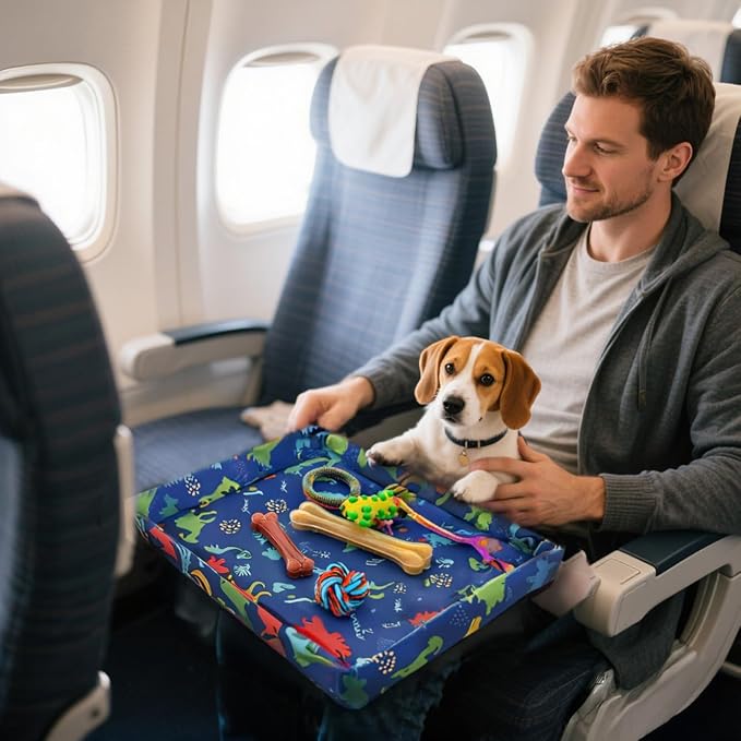 Adjustable Kids Tray Table Cover with Multi Portable Pockets, Airplane Travel Essentials for Kids, Toddlers, Adults, Airplane Must Haves, Plane Travel Essential, Travel Tray for Plane Train, Dinosaur - Image 8