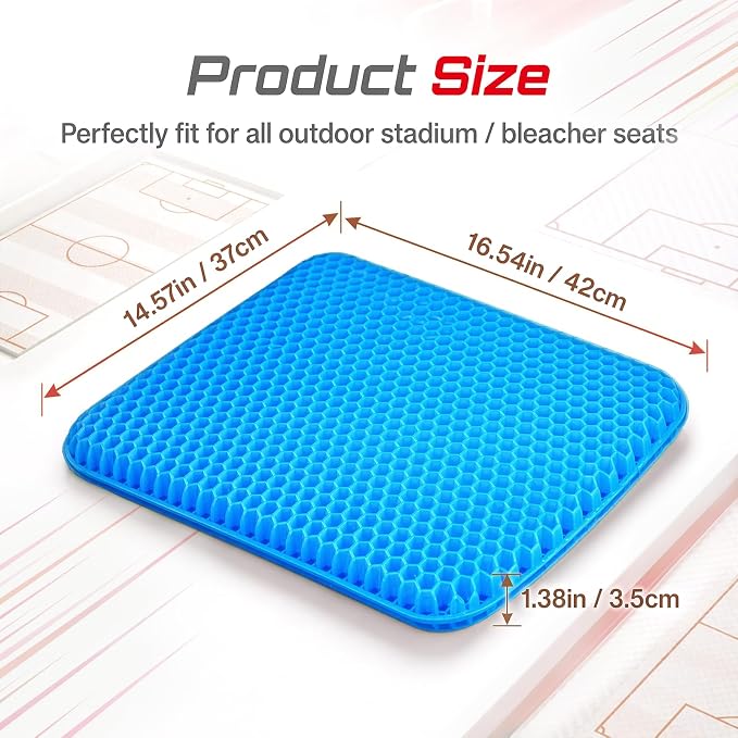 Cooling Gel Seat Cushion for Long Sitting, Double Thick Breathable Design | Non-slip Base and Washable Zip Cover, Carry Bag, Portable Seat Pad for Car, Wheelchair, Stadium Seats, Travel & Outdoor Use - Image 2