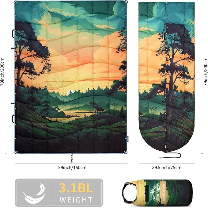 Camping Blanket, Puffy Blankets Lightweight Windproof Resistant for Outdoors,Hiking, Backpacking,Car,Picnic,Stadium - Image 3