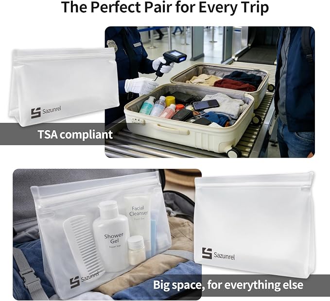 2 Pack Clear Leakproof Toiletry Bags, EVA Material TSA Compliant Seal Bags, BPA Free, Travel Plastic Bags, Waterproof Travel Toiletry Bags for Women Men (2 Large) - Image 6
