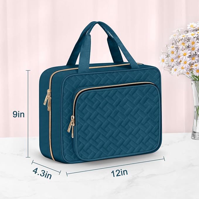 Toiletry Bag for Women, Large Cosmetic Travel Bag, Hanging Toiletry Bag for Bathroom, Thickened PVC Waterproof Makeup Bag, Toiletries Bag for Travel Business Trips and Camping, Dark Blue - Image 5