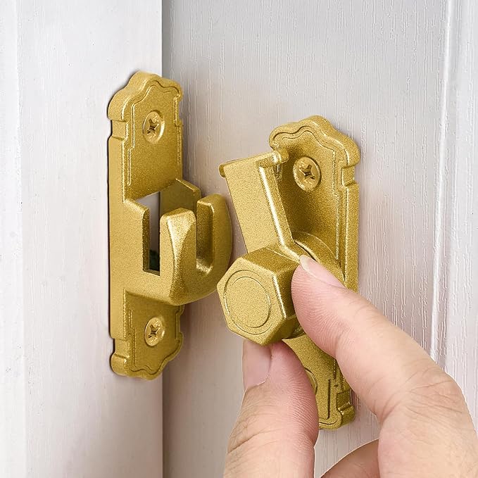 Gold Aluminum Alloy 90/180 Degree Gate Lock,Barn Door Latches | Flip Gate Latches,Right Angle Door Lock Latch,Sliding Door Latches,for bedroom,garage,window,pet enclosures,drawer,cabinet - Image 3