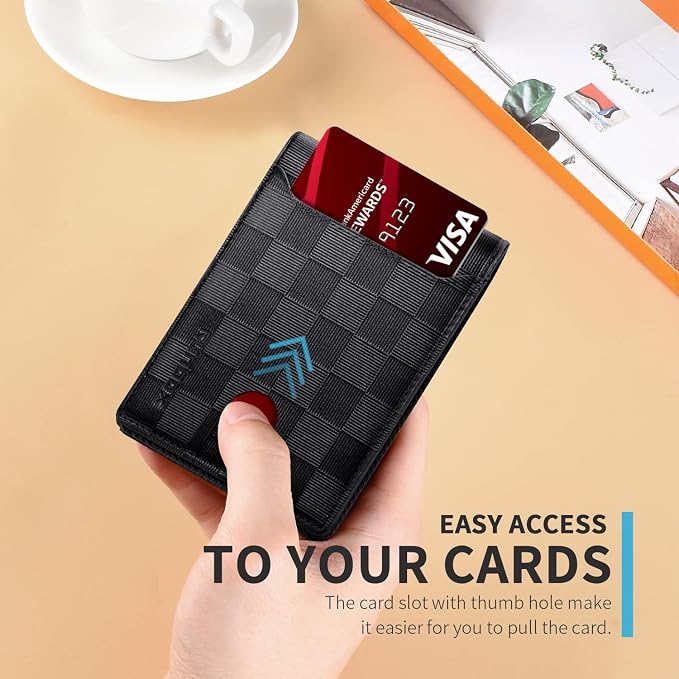 RUNBOX Wallet for Men, Slim Leather Bifold, RFID Blocking Card Holder | Minimalist Front Pocket Design, Credit Card Organizer, Holds 11 Cards, Large Capacity, Thin Profile, Birthday Gifts for Men - Image 3