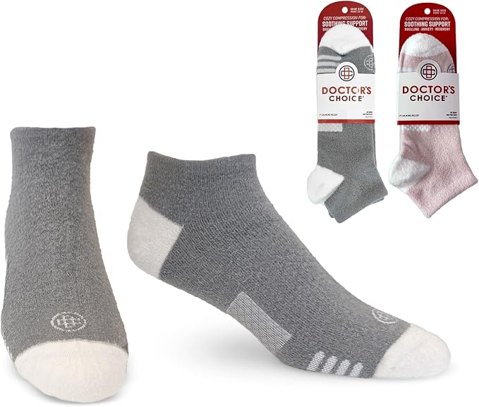 Doctor's Choice Unisex Sleeping Compression Socks 8-15 mmHg 95% Nylon | Aids Circulation and Reduces Swelling, Seamless Toe, Non-Binding Top, Soft Fuzzy Fabric by DoctorsChoice