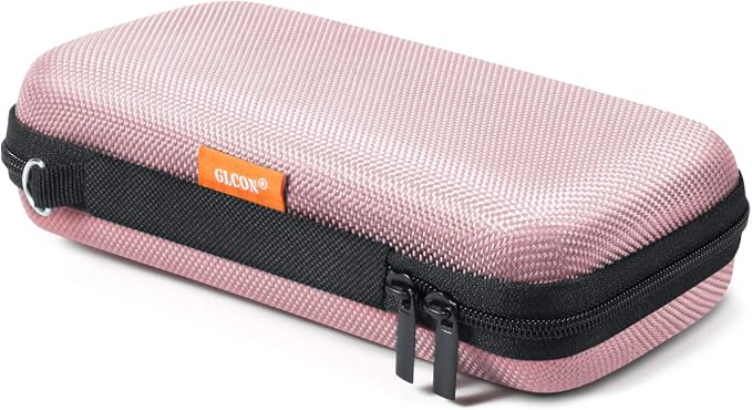 Pink Portable Hard EVA Case, Small Zipper Travel Pouch Organizer | High Protection Bag for Battery, GPS, Hard Drive, Cell Phone, Charging Cable, Cord, Electronic Organizer by GLCON