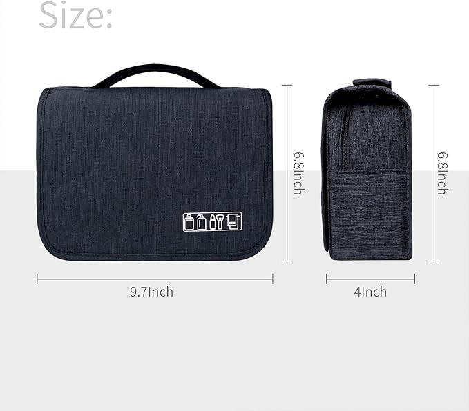 Lcsmaokin Large Capacity Toiletry Bag Travel Bag with Hanging Hook for Men and Women Waterproof Travel Cosmetic Bag Bathroom Storage Bag for Brushes Set,Full-Sized Shampoo,Toiletries,Accessories-Black - Image 3