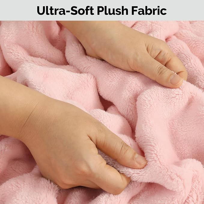 Pink Travel Blanket for Airplane, Portable Soft Flannel with Pouch & Clip | Skin-Friendly Flannel, Lightweight Portable Design with Clip, Hands-Free Carry, Essential Travel Gear for Frequent Flyers - Image 3